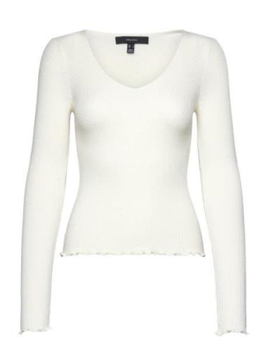 Vmevie Ls V-Neck Pullover Ga Noos Tops Knitwear Jumpers White Vero Mod...