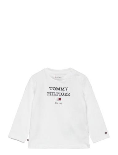 Baby Th Logo Tee L/S Tops T-shirts Long-sleeved T-Skjorte White Tommy ...