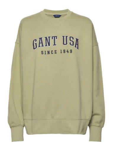 D1. Gant Usa C-Neck Tops Sweatshirts & Hoodies Sweatshirts Khaki Green...
