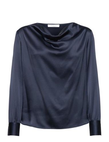 Blouse Ls Tops Blouses Long-sleeved Blue Rosemunde