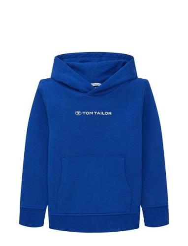 Printed Hoodie Tops Sweatshirts & Hoodies Hoodies Blue Tom Tailor