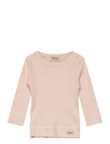 Plain Tee Ls Tops T-shirts Long-sleeved T-Skjorte Pink MarMar Copenhag...