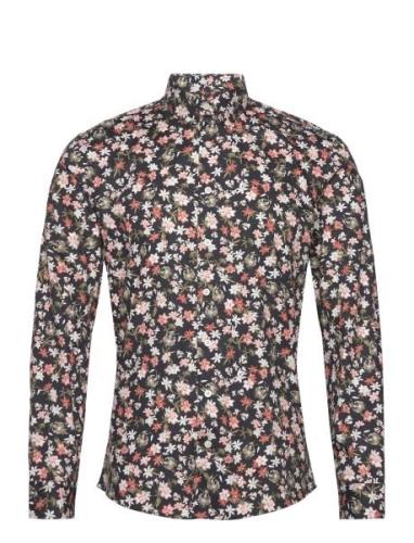 Aop Floral Shirt L/S Tops Shirts Casual Blue Lindbergh