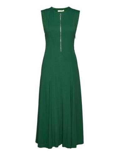 Long Midi Length Zipped Dress Knælang Kjole Green IVY OAK