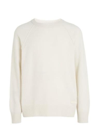 Recycled Wool Comfort Sweater Tops Knitwear Round Necks White Calvin K...
