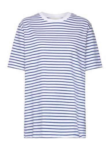 The-Shirt Os W Slit Tops T-shirts & Tops Short-sleeved Blue Boob