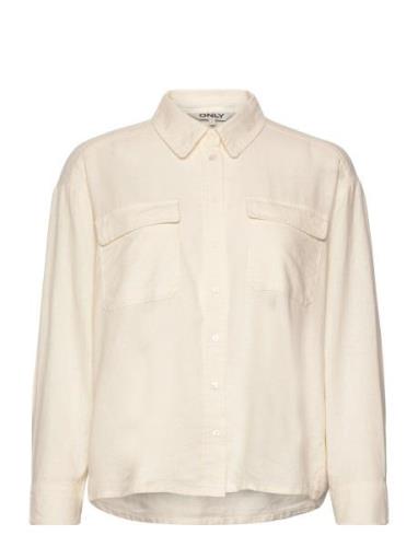 Onlcaro L/S Ovs Linen Bl Shirt Cc Pnt Tops Shirts Long-sleeved White O...