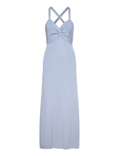 Fleur Ribbed Knit Midi Dress Knælang Kjole Blue Malina