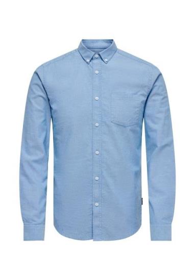 Onsremy Ls Reg Wash Oxford Shirt Tops Shirts Casual Blue ONLY & SONS