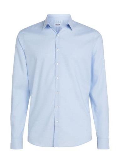 Stretch Collar Tonal Slim Shirt Tops Shirts Business Blue Calvin Klein