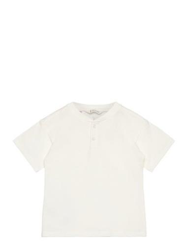 Essential Cotton-Blend T-Shirt Tops T-Kortærmet Skjorte White Mango