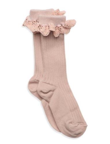 Lisa Socks - Lace Sokker Strømper Pink Mp Denmark