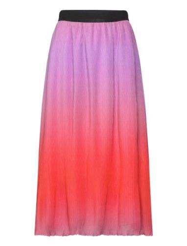 Plissé Skirt In Dip Dye Knælang Nederdel Pink Coster Copenhagen