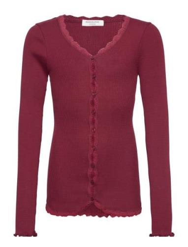 Rkbeatha Ls Cardigan W/ Lace Tops Knitwear Cardigans Red Rosemunde Kid...