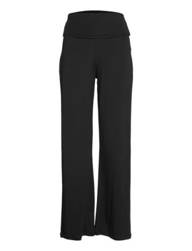Pure Pants Lyocell Bottoms Trousers Flared Black Moshi Moshi Mind