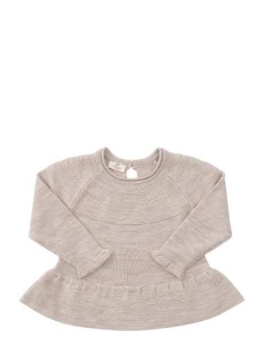 Merino Knit Blouse With Frill Tops Blouses & Tunics Beige Copenhagen C...