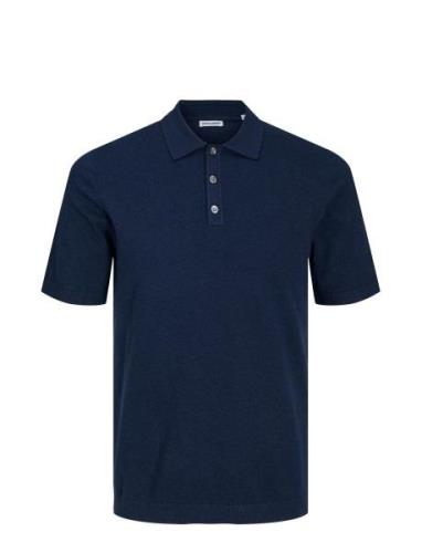 Jpremil Knit Polo S/S Sn Tops Knitwear Short Sleeve Knitted Polos Navy...