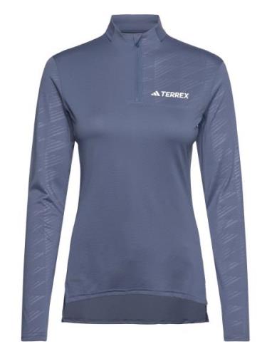 W Mt Half Zi Ls Sport Sweatshirts & Hoodies Fleeces & Midlayers Blue A...