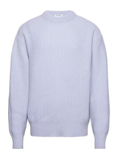 Structured Wool Sweater Designers Knitwear Round Necks Blue Filippa K