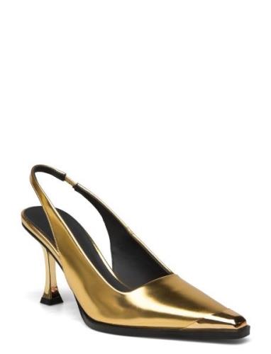 Eiffel, 1963 Metal Cap Sling Back Shoes Heels Pumps Sling Backs Gold S...