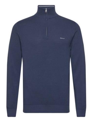 Cotton Pique Half Zip Tops Knitwear Half Zip Jumpers Navy GANT