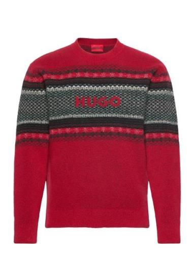 Soslo Designers Knitwear Round Necks Red HUGO