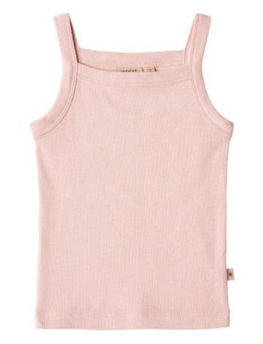 Rib Top Shelly Tops T-shirts Sleeveless Pink Wheat