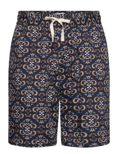 Hendrix Aop Shorts Bottoms Shorts Casual Navy Les Deux