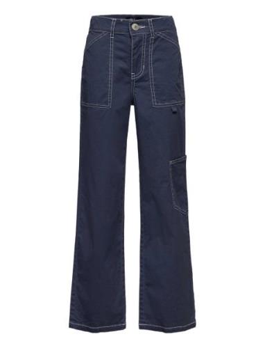 Nlmsuni Twi Loose Worker Pant Bottoms Jeans Wide Jeans Blue LMTD