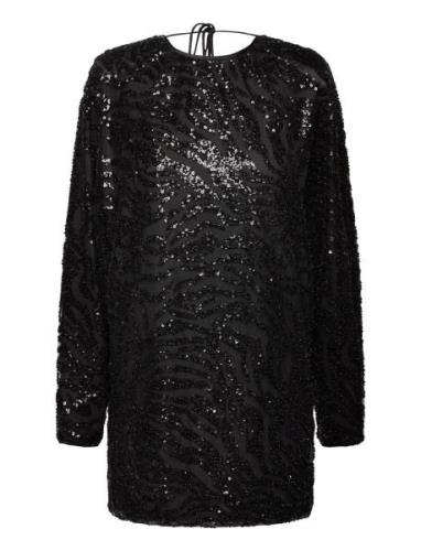 Sequins Low Back Dress Designers Short Dress Black ROTATE Birger Chris...