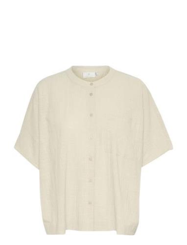 Kapauline Shirt Tops Shirts Short-sleeved Cream Kaffe