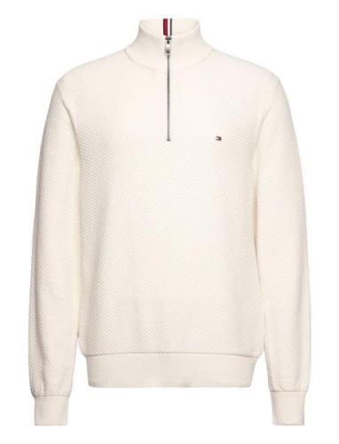 Oval Structure Zip Mock Tops Knitwear Half Zip Jumpers White Tommy Hil...