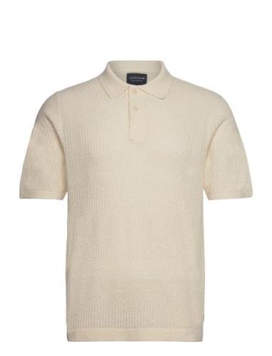 Tim Boucle Polo Shirt Tops Knitwear Short Sleeve Knitted Polos Cream L...