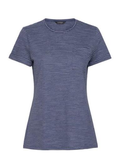 Striped Slub Jersey Pocket Tee Tops Shirts Short-sleeved Navy Lauren R...