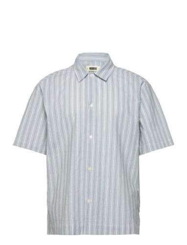 Wbbanks Stripe Shirt Designers Shirts Short-sleeved White Woodbird