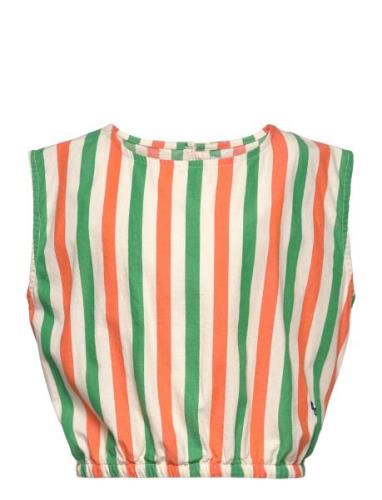 Vertical Stripes Woven Top Tops T-shirts Sleeveless Multi/patterned Bo...