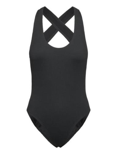 Nike Elevated Essential Pucker Crossback Piece Sport Swimsuits Black N...