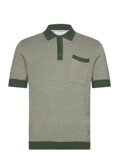 Casa Martini Polo Tops Knitwear Short Sleeve Knitted Polos Green Perci...