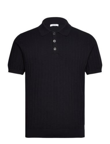 Pascoe Tops Knitwear Short Sleeve Knitted Polos Navy Reiss