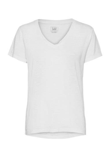 V Neck Tee Tops T-shirts & Tops Short-sleeved White Lee Jeans