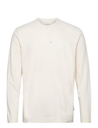Structured L Tops T-Langærmet Skjorte Cream Tom Tailor