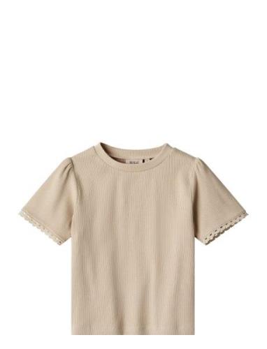 T-Shirt S/S Iris Tops T-Kortærmet Skjorte Beige Wheat