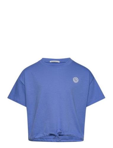 Cropped T-Shirt With Badge Tops T-Kortærmet Skjorte Blue Tom Tailor