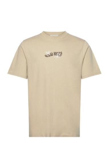 Bobby Flowers T-Shirt Gots Designers T-Kortærmet Skjorte Beige Wood Wo...