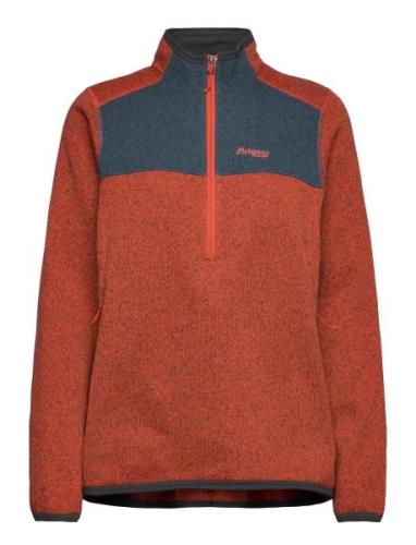 Kamphaug Knitted W Half Zip Brick/Orion Blue Xl Sport Sweatshirts & Ho...