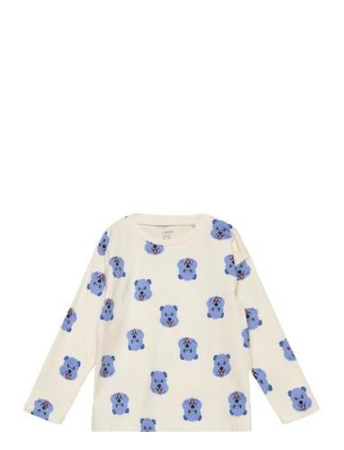 Top Dogs Aop Tops T-shirts Long-sleeved T-Skjorte Cream Lindex