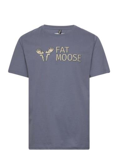 Fm Logo Organic Tee Tops T-Kortærmet Skjorte Blue Fat Moose