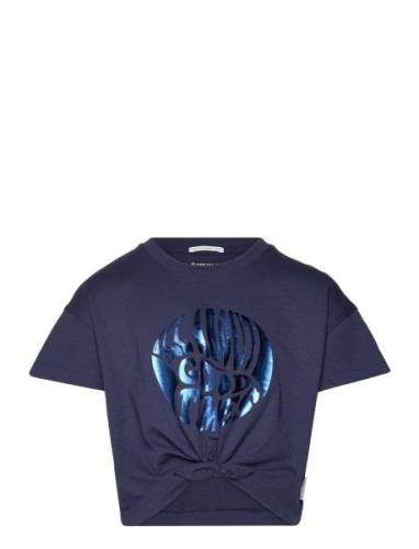 Cropped Knotted T-Shirt Tops T-Kortærmet Skjorte Navy Tom Tailor