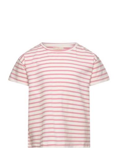T-Shirt Ss Stripe Tops T-Kortærmet Skjorte Pink Creamie
