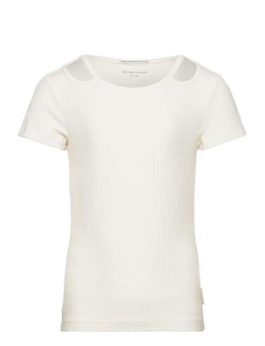 Cut Out Rib T-Shirt Tops T-Kortærmet Skjorte White Tom Tailor